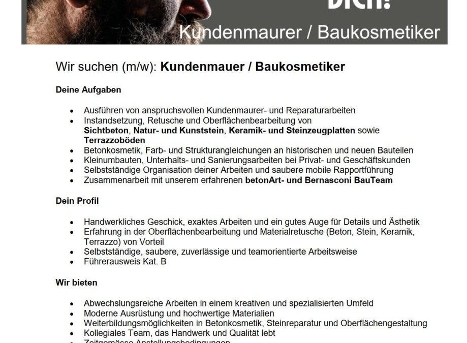 Gesucht Kundenmaurer / Baukosmetiker